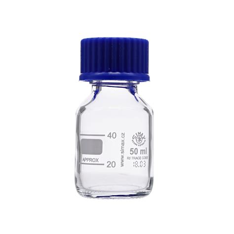 G Simax Screw Top Reagent Bottle Clear Glass Blue Cap