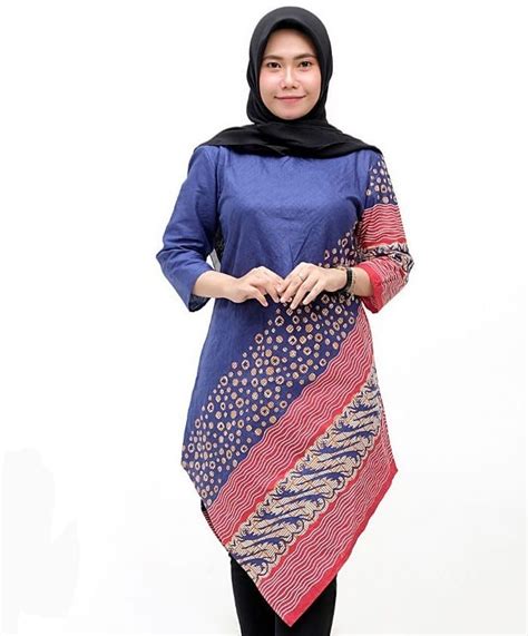 Model Tunik Batik Modern Elegan Kerja Kombinasi