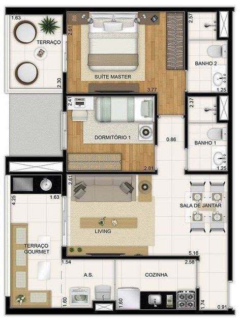 Plano De Casa De Un Nivel Con Tres Dormitorios 70 M2 AF1 Planos De