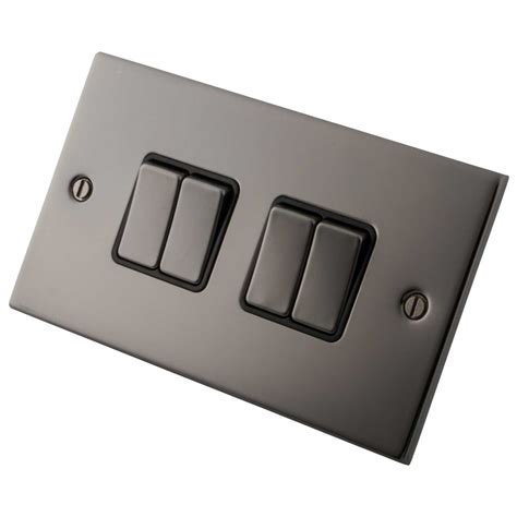 M A Gang Way Light Switch Metal Black Insert Black Nickel