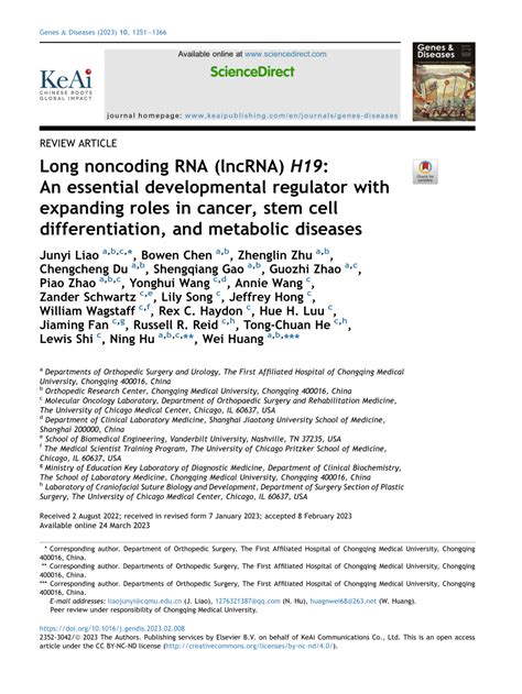 Pdf Long Noncoding Rna Lncrna H An Essential Developmental