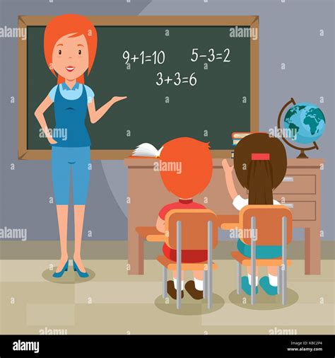 Back To School Teacher Teaching To Her Students Stock Vector Image