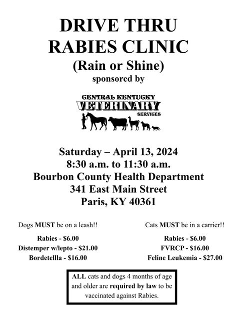 Drive Thru Rabies Clinic Bourbon County Health Department