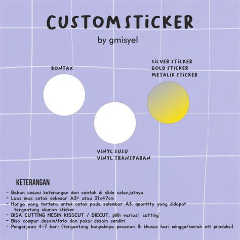 Jual Baca Desc A Custom Cetak Stiker Bontax Vinyl Susu Kisscut