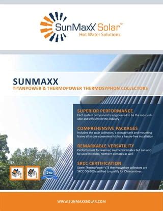 Sunmaxx Titanpower And Thermopower Thermosyphon Solar Collectors Pdf