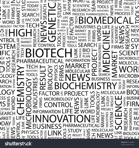 Biotech Seamless Vector Pattern Word Cloud Stock Vector