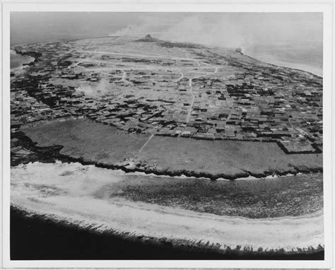 Nh 65825 Aerial View Of Ie Shima Iwo Jima After Naval Bombardment