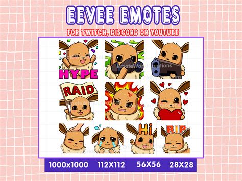 Cute Eevee Emotes For Twitch Or Discord Streamers 10 Eevee Emoji Pack