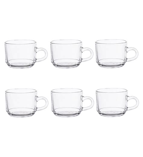 Buy 210 Ml Glass Cups Set Of 6 By Green Apple Online Cups And Saucers