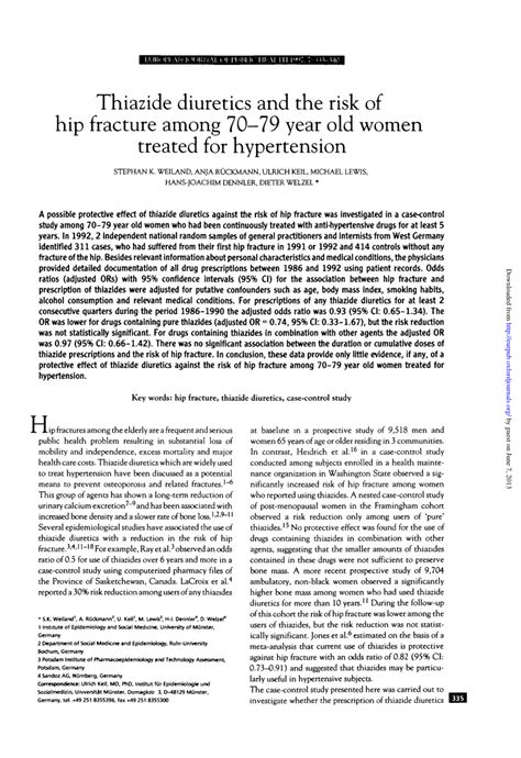 Pdf Injuries Thiazide Diuretics And The Risk Of Hip Fracture Among