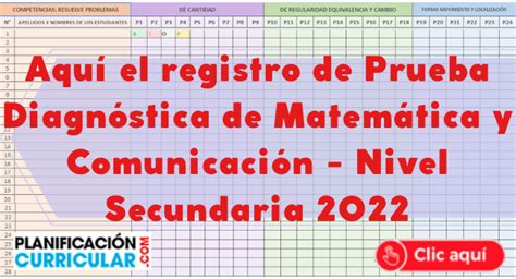 Aquí El Registro De Prueba Diagnóstica De Matemática Y Comunicación Nivel Secundaria 2022