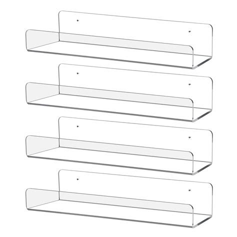 Buy Leleju Clear Acrylic Floating Shelves 4 Pack 15 Inch Floating Shelf For Wall Bookshelf