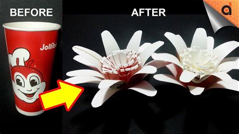 How To Make Diy Flower From Disposable Paper Cups Youtube