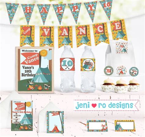 Camping Birthday Printable Set Printable Decor Set Birthday