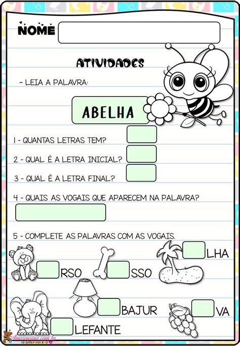 Pin Em Atividade De Alfabetização