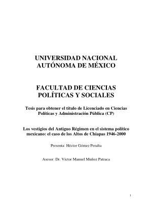 Los Vestigios Del Antiguo Regimen En El Sistema Politico Mexicano El