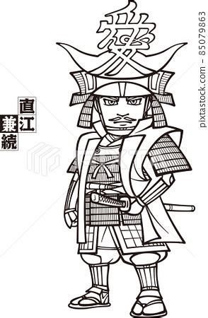 Kanetsugu Naoe Armed With Armor Heads Black Stock Illustration