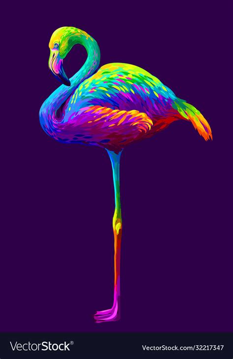 Flamingo Abstract Artistic Multi Colored Image Vector Image