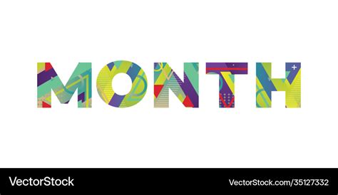 Month Concept Retro Colorful Word Art Royalty Free Vector