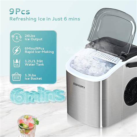 Ecozy Portable Ice Maker Countertop Cubes Ready In Mins