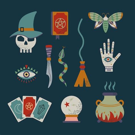 Premium Vector | Witch and mystic magic set. Witchcraft symbols.