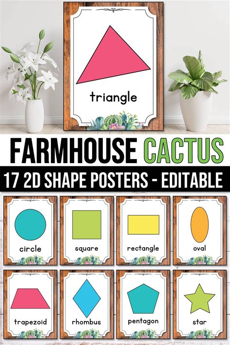 Shapes Posters 2d And 3d Shapes Bright Classroom Decor Shape Poster Images