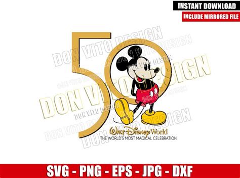 Mickey Mouse 50th Anniversary SVG Dxf Png Walt Disney World Cut File