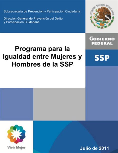 Programa Para La Igualdad Entre Mujeres Y Hombres De La Ssp