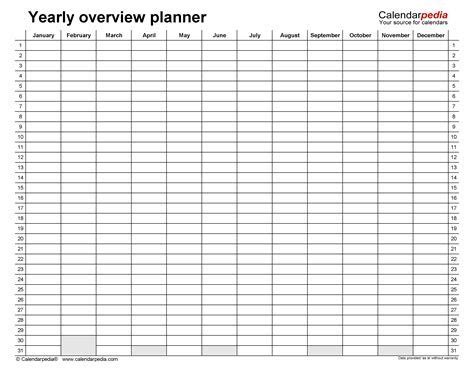 Free Excel Yearly Planner Template At Pdftemplate | Excel templates, Planner template, Yearly ...