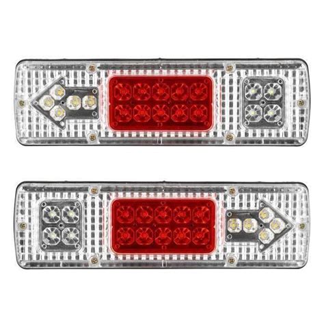 2Pcs Feux de Remorque Camion Caravane 19 LED Imperméable Blanc 24V