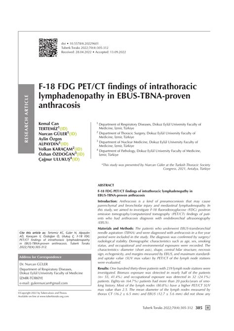 Pdf F Fdg Pet Ct Findings Of Intrathoracic Lymphadenopathy In Ebus