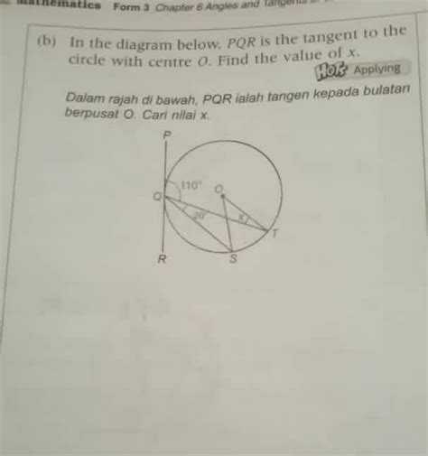 Solved Mathematics Form 2 Chapter 6 Angles And Tangems B In The Diagram Below Pqr Is The [math]