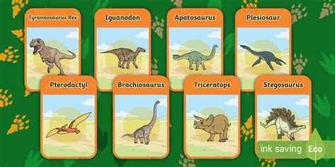 Dinosaur Flashcards Primary Resources Teacher Made