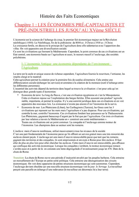 Chap1 HFE introduction à l histoire des faits économique AES