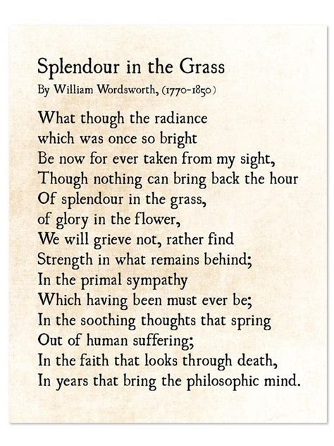 Splendour In The Grass Poem William Wordsworth Poetry Art Print