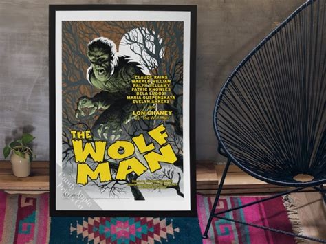 Wolf Man Print Universal Monsters Classic Movie Poster Etsy