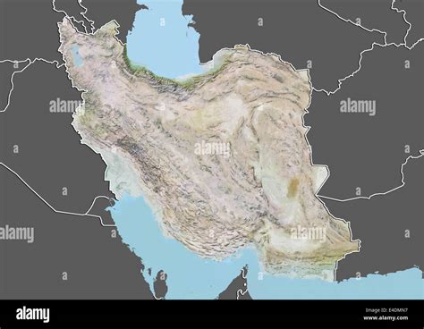 Iran Relief Map With Border And Mask Stock Photo Alamy