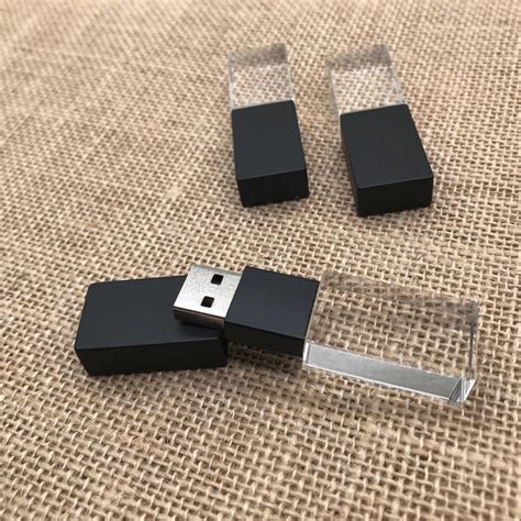 Kristal Usb Stick Met Zwart Metale Dop Gb Glas Usb Stick Glazen