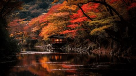 Background Musim Gugur Jatuh Di Kota Kyoto Daun Musim Gugur Arashiyama Foto Fotografi Hd Latar