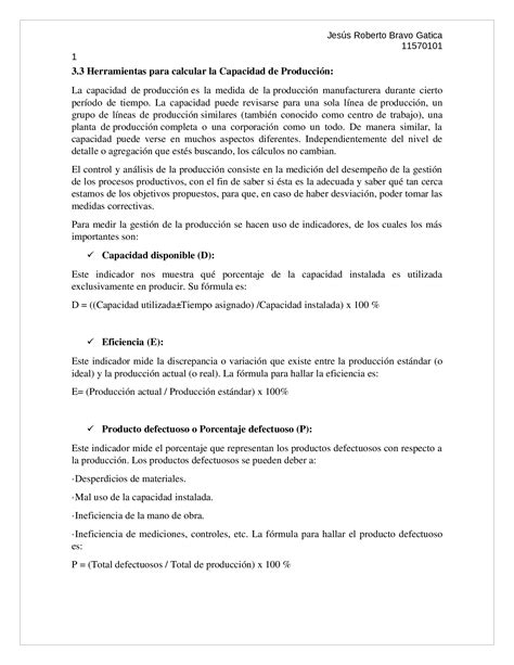 Docx Herramientas Para Calcular La Capacidad De Producci N