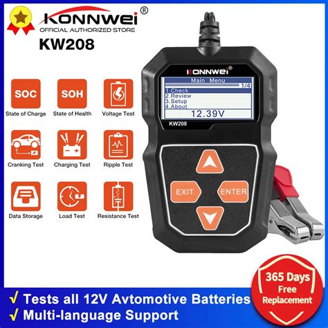 KONNWEI probador de batería de coche KW208 12 V 100 a 2000CCA carga