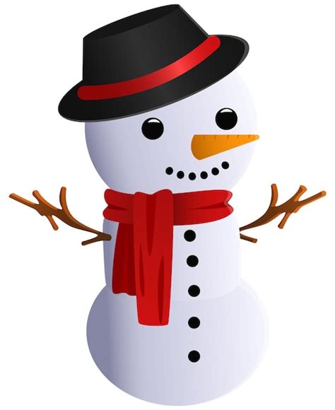 Premium Vector Snowman With Hat And Scarf