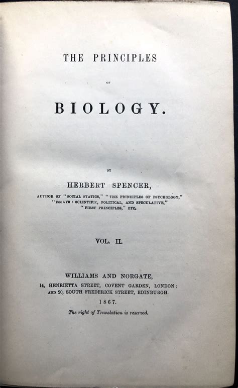 The Principles Of Biology 2 Volumes Herbert Spencer First Printing