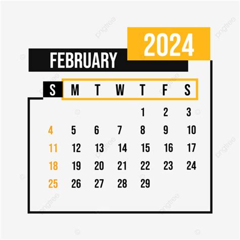 Estilo Minimalista De Design De Calendário De Fevereiro De 2024 Vetor