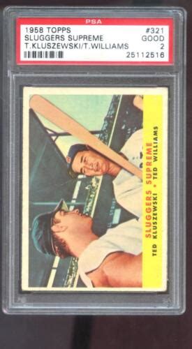 1958 Topps 321 Sluggers Supreme Ted Williams Ted Kluszewski PSA 2