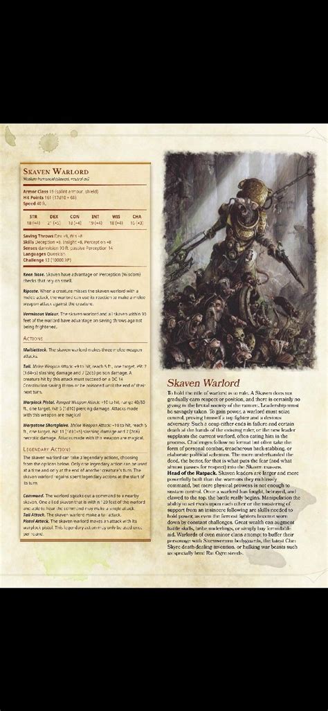 Skaven Monster Stats For Dnd 5e Made In Homebrewery 51 Off