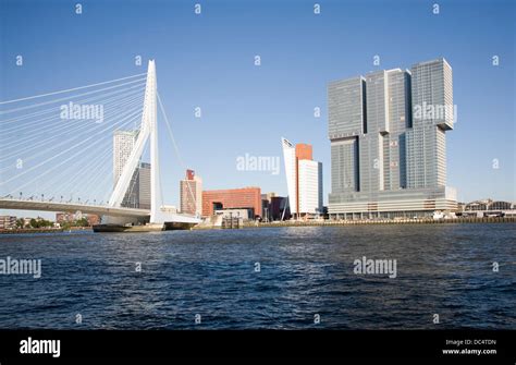 De Rotterdam Building Exterior Complete Rotterdam Netherlands Kpn Tower Erasmusbrug And River