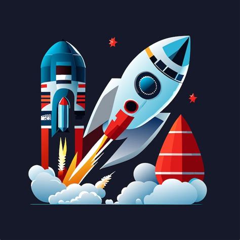 Premium Vector Illustration Rocket Launch Isolated Set Space Mission