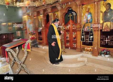 Israel Capernaum By The Sea Of Galilee Interior Of The Greek Orthodox