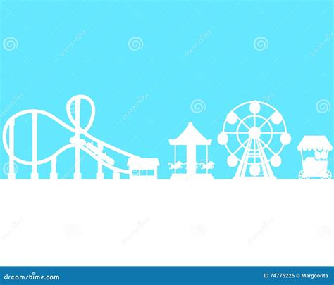 Silhouette Amusement Park Stock Vector Illustration Of Rest 74775226